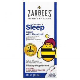 Zarbee's, снотворное для детей, в жидкой форме с мелатонином, натуральный ягодный вкус, 30 мл (1 жидк. унция)