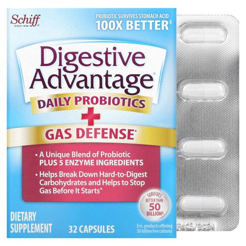 Schiff, Digestive Advantage, Fast Acting Enzymes + Daily Probiotic, 32 Capsules