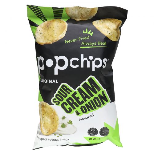 Popchips, Картофельный чипсы, сметана и лук, 5 унций (142 г)