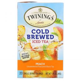 Twinings, Чай со вкусом персика для приготовления холодного чая, 20 пакетиков, 1.41 унций (40 г)