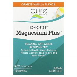 Pure Essence, Ionic-Fizz, Magnesium Plus, со вкусом апельсина и ванили, 15 стиков по 5,7 г (0,2 унции)