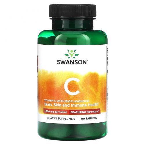 Swanson, Витамин C с биофлавоноидами, 1000 мг, 90 таблеток
