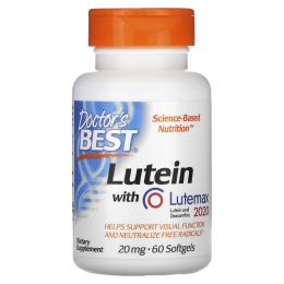 Doctor's Best, Best Lutein Featuring Lutemax, 20 mg, 60 Softgels