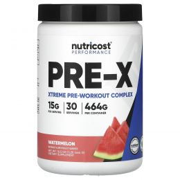 Nutricost, Performance, PRE-X, предтренировочный комплекс Xtreme, со вкусом арбуза, 464 г (1 фунт)