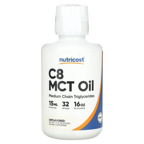 Nutricost, C8, масло MCT, без добавок, 473 мл (16 жидк. унций)