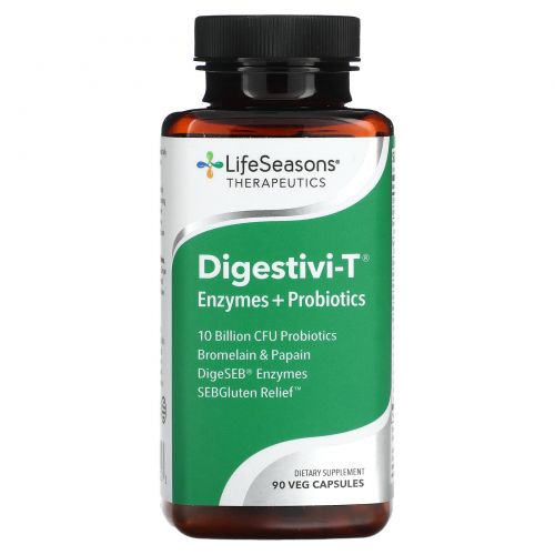 LifeSeasons, Digestivi-T, ферменты и пробиотики, 90 растительных капсул