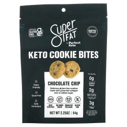 SuperFat, Keto Cookie Bites, Chocolate Chip, 3 Packs, 2.25 oz (64g) Each