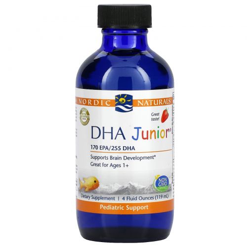 Nordic Naturals, DHA Junior, Great for Ages 3+, Strawberry Flavor, 4 fl oz (119 ml)