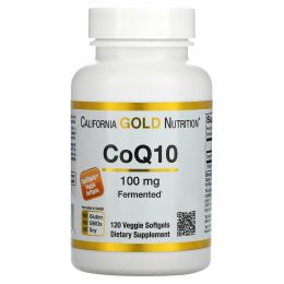 California Gold Nutrition, Коэнзим Q10, полученный с использованием процесса натурального брожения, 100 мг, 120 овощных капсул