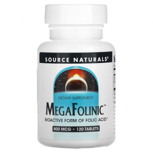 Source Naturals, Фолиновая кислота MegaFolinic, 800 мкг, 120 таблеток