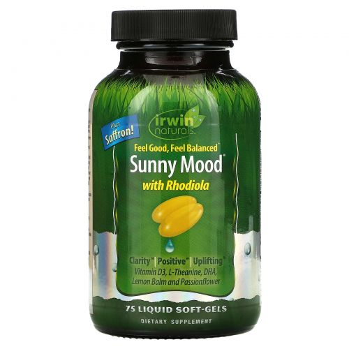 Irwin Naturals, Sunny Mood, солнечное настроение, 75 жидкостных желатиновых капсул