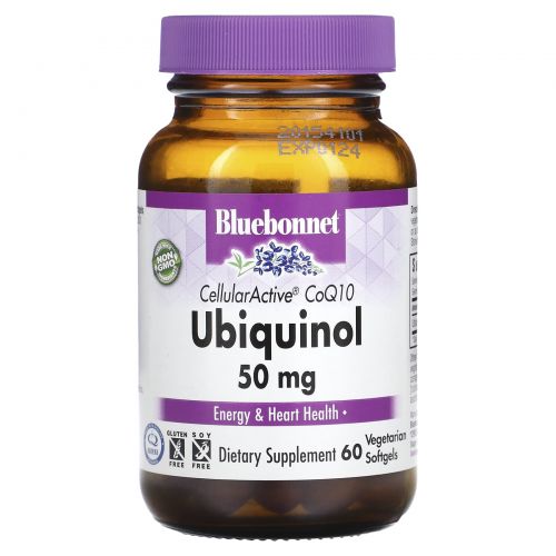 Bluebonnet Nutrition, Ubiquinol, активный на клеточном уровне коэнзим Q10, 50 мг, 60 вегетарианских капсул