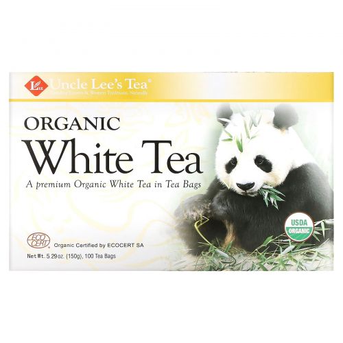 Uncle Lee's Tea, Органический белый чай, 100 чайных пакетиков, 5,29 унции (150 г)