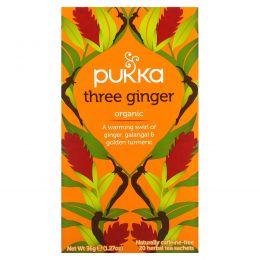 Pukka Herbs, Three Ginger Tea, 20 Herbal Tea Sachets, 0.06 oz (1.8 g)