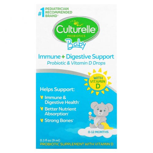 Culturelle, Probiotics, Baby, Grow + Thrive, Probiotics + Vitamin D Drops, 0-12 Months, .30 fl oz (9 ml)