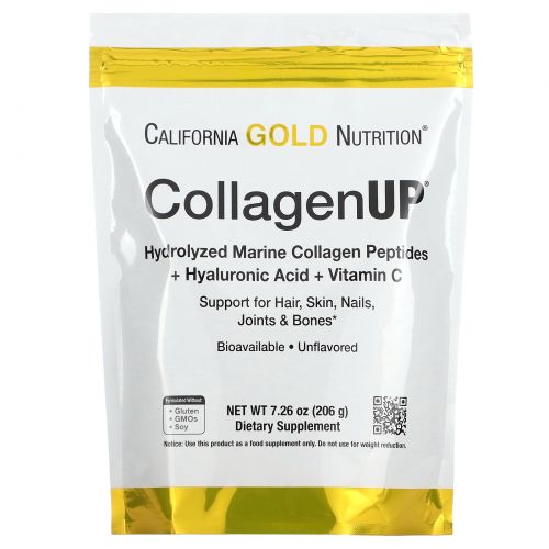 California Gold Nutrition, CollagenUP™ 5000, Marine-Sourced Collagen Peptides + Hyaluronic Acid & Vitamin C, 7,195 унций (204 г)