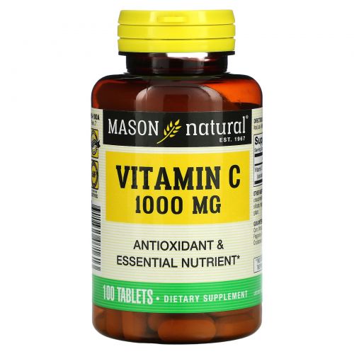 Mason Natural, Pure Vitamin C, 1000 mg, 100 Tablets