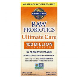 Garden of Life, Raw Probiotics Ultimate Care, 30 вегетарианских капсул