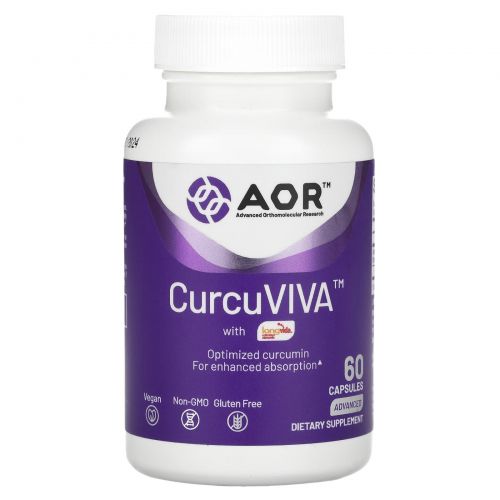 Advanced Orthomolecular Research AOR, CurcuViva, куркумин, 80 мг, 60 растительных капсул