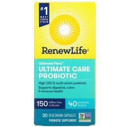 Renew Life, Ultimate Flora, Ultimate Care, пробиотик с повышенной силой действия, 150 млрд живых культур, 30 вегетарианских капсул