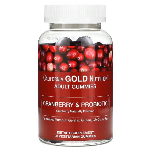 California Gold Nutrition, Cranberry & Probiotic Gummies, Natural Cranberry Flavor, 90 Vegetarian Gummies