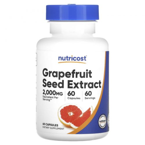 Nutricost, экстракт косточек грейпфрута, 2000 мг, 60 капсул