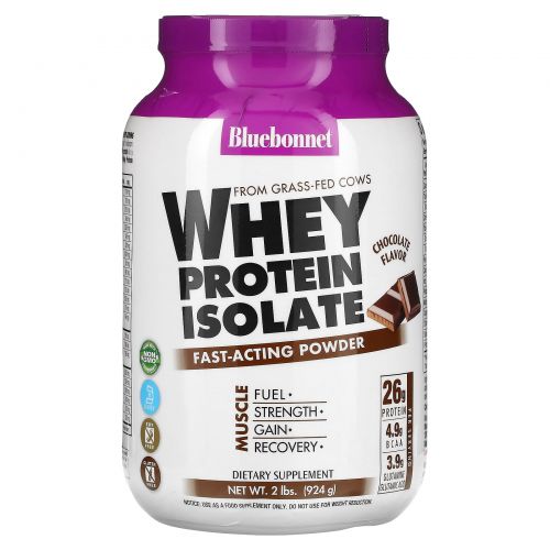 Bluebonnet Nutrition, Изолят сывороточного протеина, природный вкус шоколада, 2 фунта (924 г)