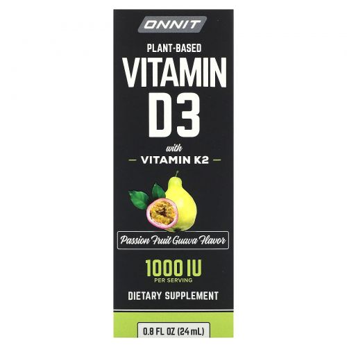 Onnit, Растительный витамин D3 с витамином K2, гуава из маракуйи, 1000 МЕ, 24 мл (0,8 жидк. Унции)