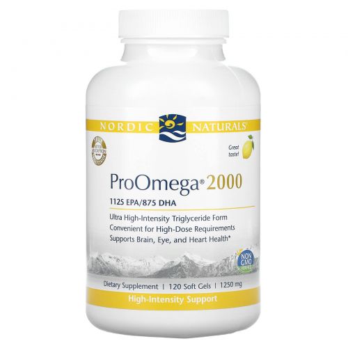 Nordic Naturals, ProOmega 2000, Lemon flavor, 1250 mg, 120 Soft Gels