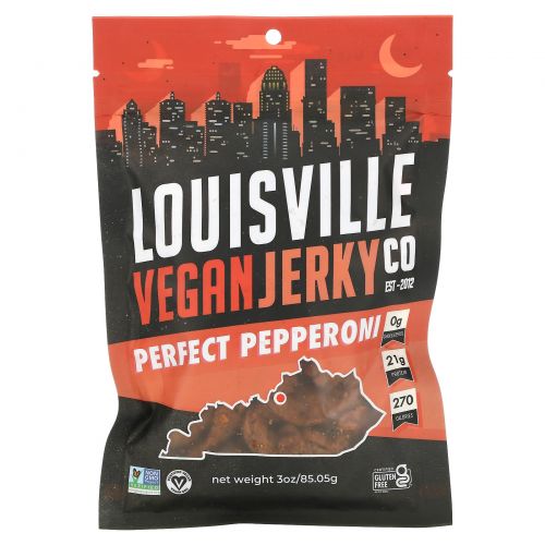 Louisville Vegan Jerky Co, Perfect Pepperoni, 3 oz (85.05 g)