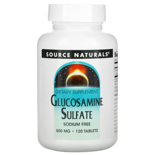 Source Naturals, Сульфат глюкозамина, без натрия, 500 мг, 120 таблеток