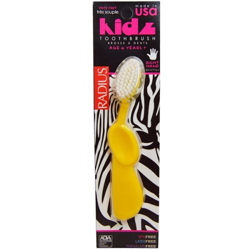 RADIUS, Зубная щетка для детей, Очень мягкая, 6 лет+. Для правой руки, Желтая, 1 зубная щетка