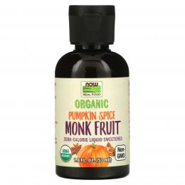 Now Foods, Real Food, Organic Monk Fruit, Zero-Calorie Liquid Sweetener, Pumpkin Spice, 1.8 fl oz (53 ml)