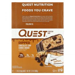 Quest Nutrition, Протеиновый батончик, тесто с шоколадной крошкой, 12 батончиков, 50 г (1,76 унции)