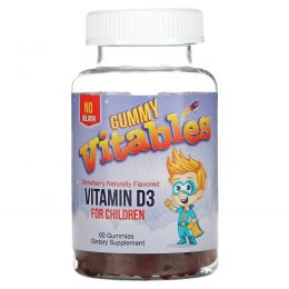 Vitables, Gummy Vitamin D3 for Children, No Gelatin, Strawberry Flavor, 60 Vegetarian Gummies