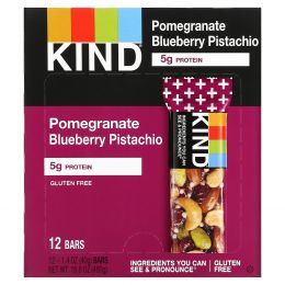 KIND Bars, Батончики Plus, гранат, фисташки, черника + антиоксиданты, 12 батончиков, 1,4 унции (40 г) каждый