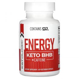 KetoLogic, Energy Keto BHB + кофеин, 60 вегетарианских капсул