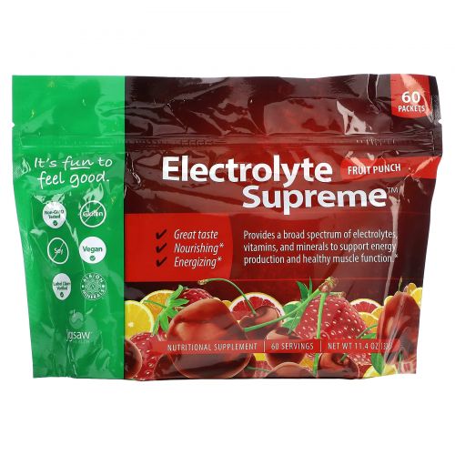 Jigsaw Health, Electrolyte Supreme, Fruit Punch, 60 Packets, 11.4 oz (324 g)