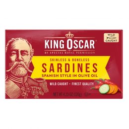 King Oscar, Сардины без кожи и без костей, перец чили и оливковое масло в испанском стиле, 120 г (4,23 унции)