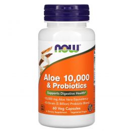 Now Foods, Aloe 10,000 & Probiotics, 60 Veg Caps
