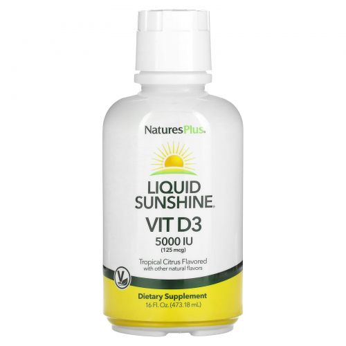 NaturesPlus, Liquid Sunshine, витамин D3, тропические цитрусы, 125 мкг (5000 МЕ), 473,18 мл (16 жидк. Унций)