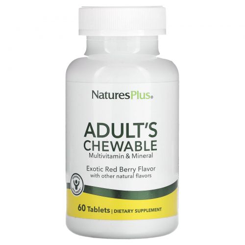 NaturesPlus, Жевательные мультивитамины и минералы для взрослых, экзотические красные ягоды, 60 таблеток