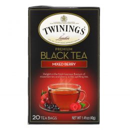 Twinings, Премиум черный чай, ягодное ассорти, 20 пакетиков, 1,41 унции (40г)