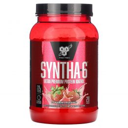 BSN, BSN, Syntha-6, порошок для приготовления белкового напитка, клубничный молочный коктейль, 2,91 фунта (1,32 кг)