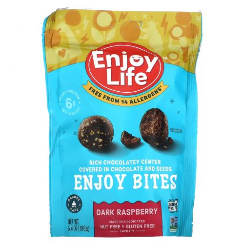 Enjoy Life Foods, Шоколадные протеиновые снеки, черная малина, 180 г (6,4 унции)