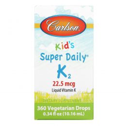 Carlson Labs, Для детей, Super Daily K2, 22,5 мкг, 0,.34 ж. унц. (10,16 мл)
