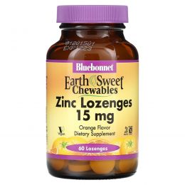 Bluebonnet Nutrition, EarthSweet, цинковые пастилки, натуральный апельсиновый ароматизатор, 60 пастилок