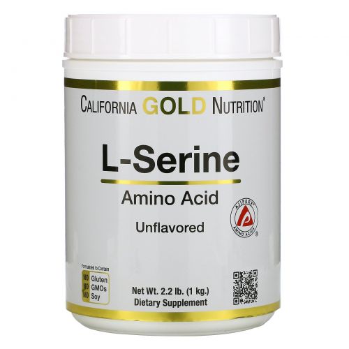 California Gold Nutrition, L-серин, AjiPure, неароматизированный порошок, 2,2 фунта (1 кг)