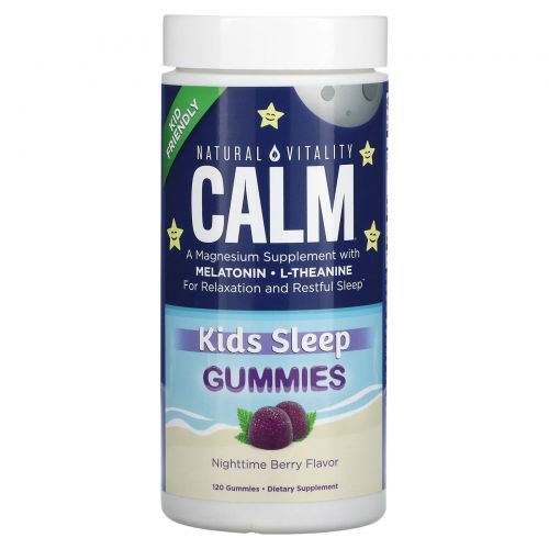 Natural Vitality, CALM, детские жевательные таблетки для сна, ягодный вкус, 120 жевательных таблеток
