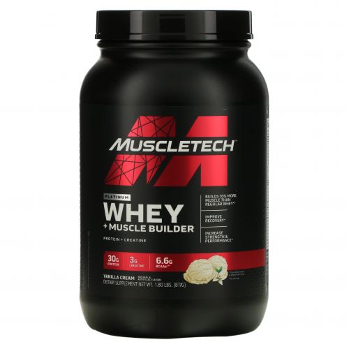 MuscleTech, Platinum Whey + Muscle Builder, ванильный крем, 817 г (1,8 фунта)